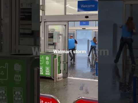 Walmart employees rush to save hail storm and Flood out of the store￼